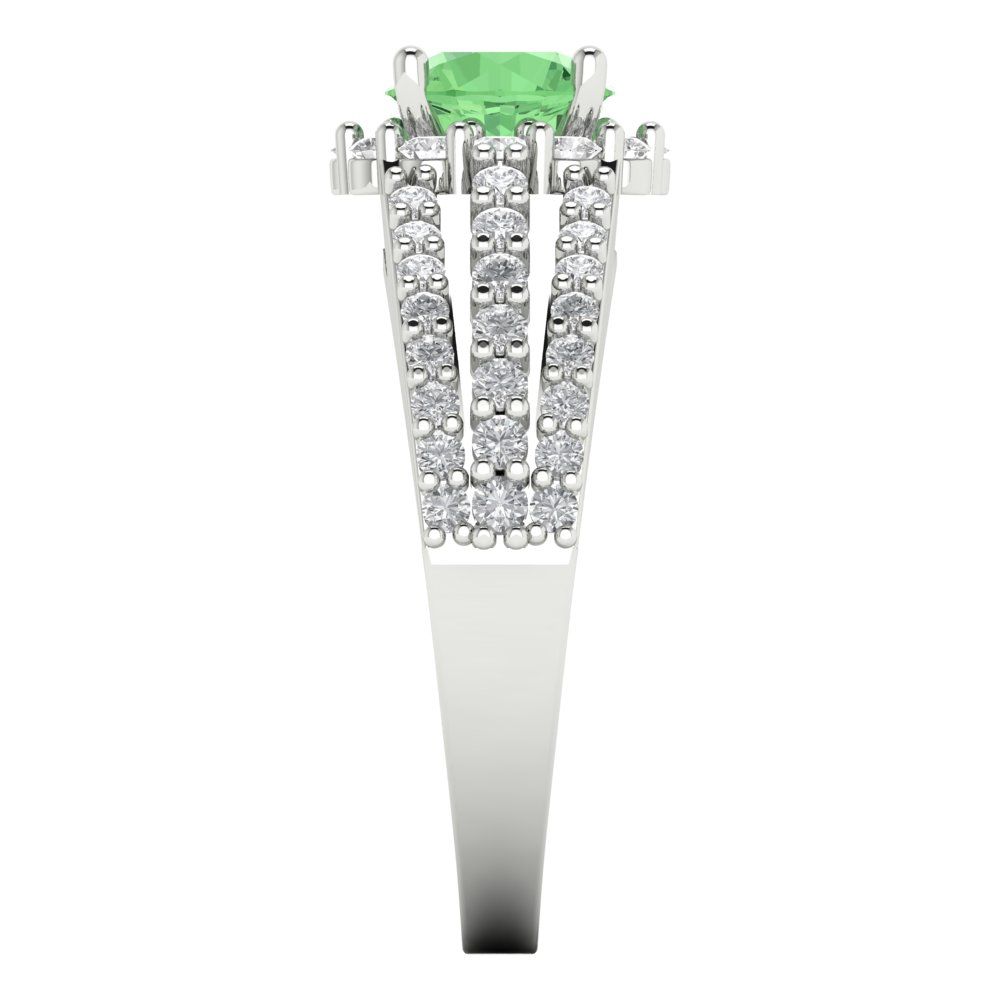1.83 cttw Zirconia Simulated Green Diamond Hidden Halo Engagement Ring - Solid Gold (VVS1, Round Cut,6.5mm)