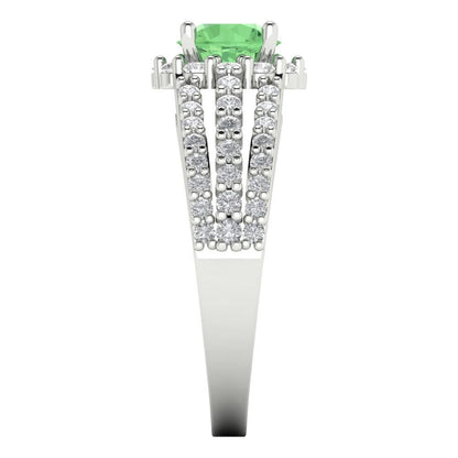 1.83 cttw Zirconia Simulated Green Diamond Hidden Halo Engagement Ring - Solid Gold (VVS1, Round Cut,6.5mm)