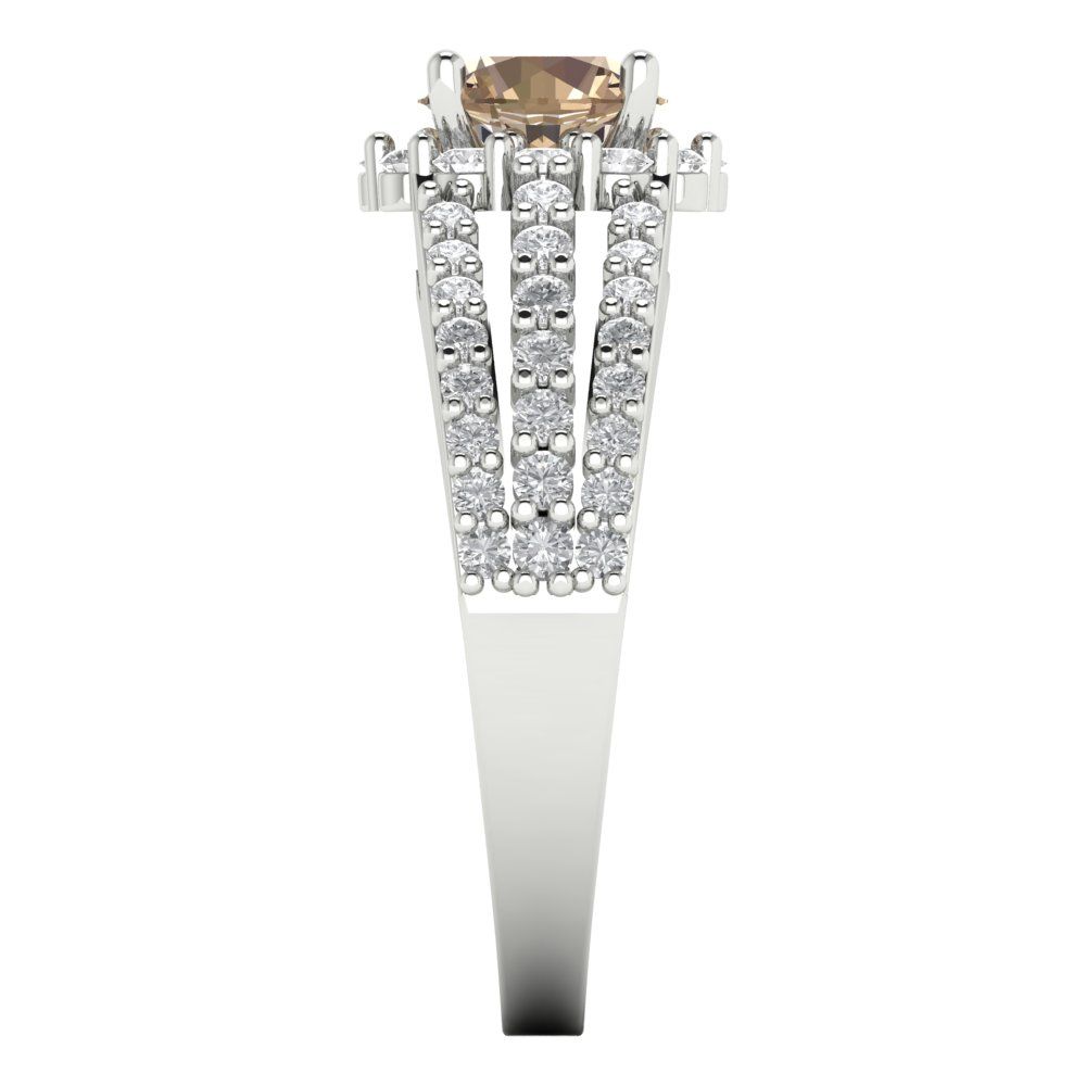 1.83 cttw Yellow Moissanite Hidden Halo Engagement Ring - Solid White Gold (VVS1, Round Cut,6.5mm)
