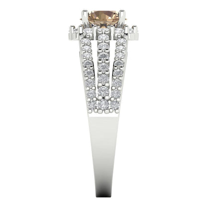 1.83 cttw Yellow Moissanite Hidden Halo Engagement Ring - Solid White Gold (VVS1, Round Cut,6.5mm)