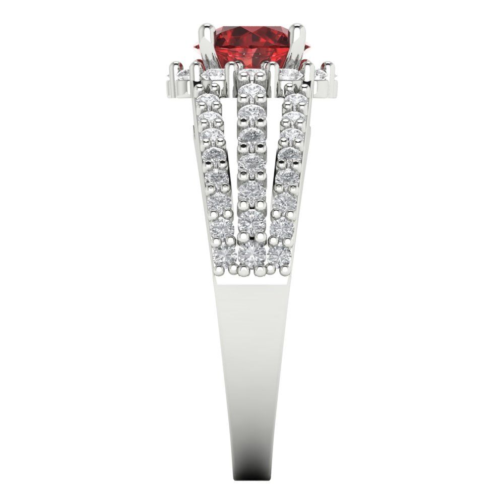 1.83 cttw Natural Garnet Hidden Halo Engagement Ring - Solid Gold (Round Cut,6.5mm)