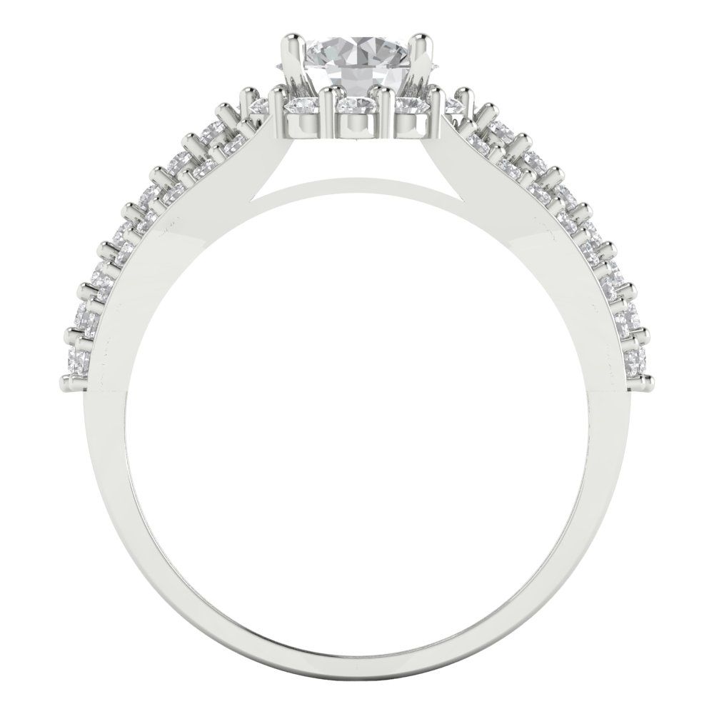 1.83 cttw Certified Moissanite Hidden Halo Engagement Ring - Solid Gold (VVS1, D-F,Round Cut,6.5mm)