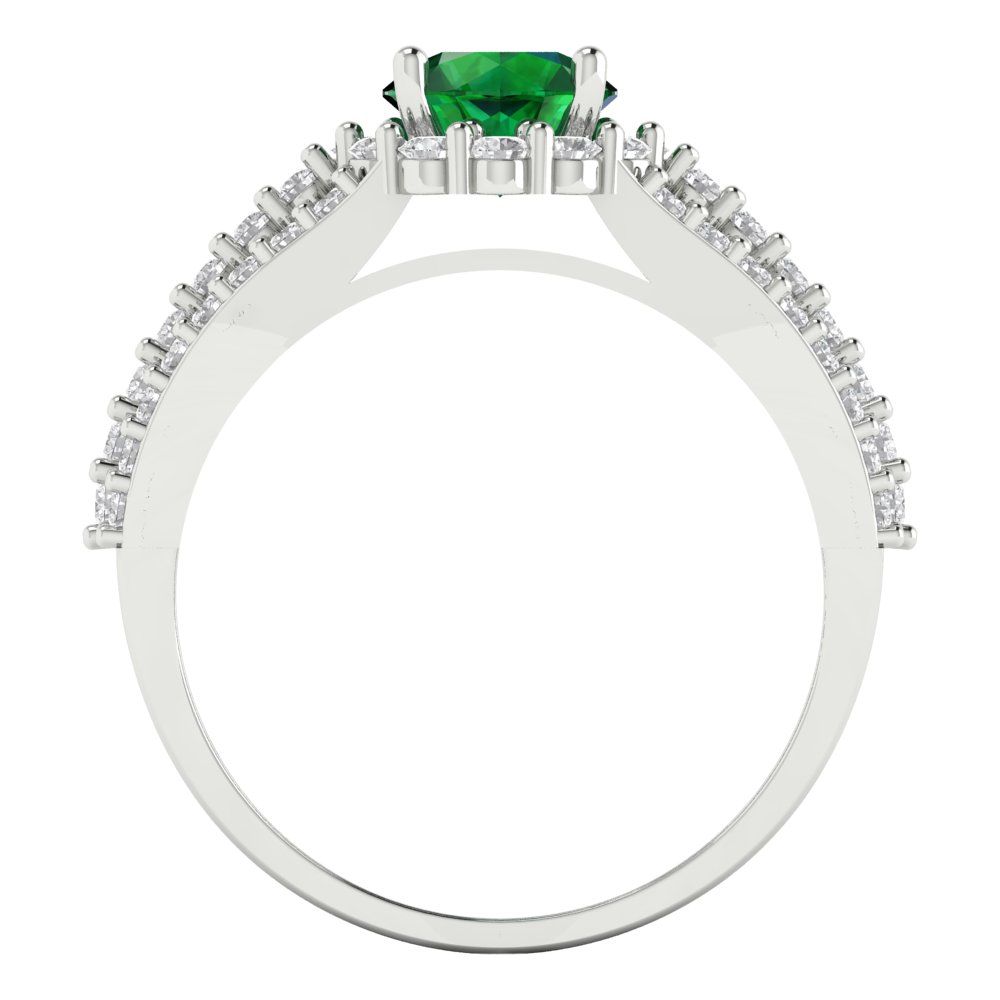 1.83 cttw Simulated Emerald Hidden Halo Engagement Ring - Solid Gold (Round Cut,6.5mm)