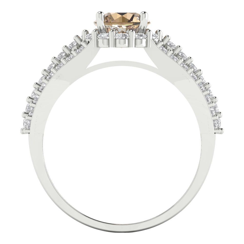 1.83 cttw Yellow Moissanite Hidden Halo Engagement Ring - Solid White Gold (VVS1, Round Cut,6.5mm)