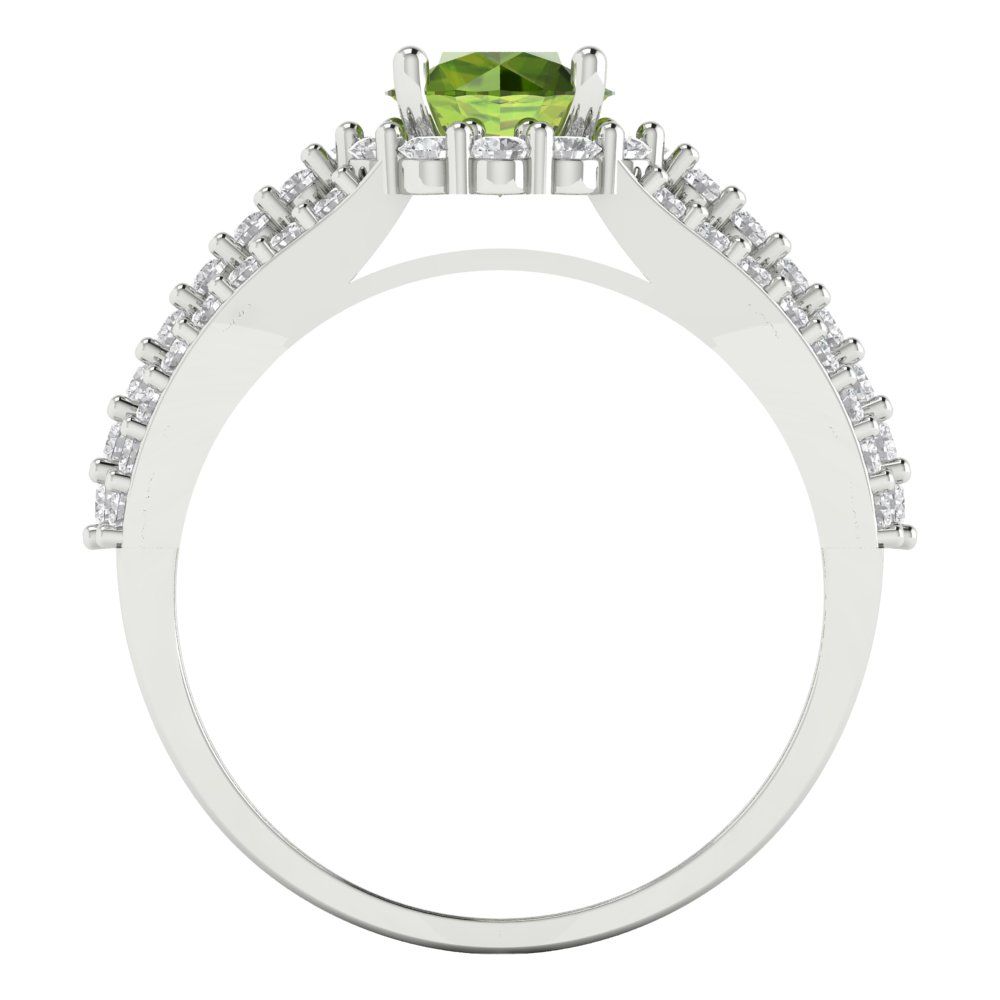 1.83 cttw Natural Peridot Hidden Halo Engagement Ring - Solid Gold (Round Cut,6.5mm)