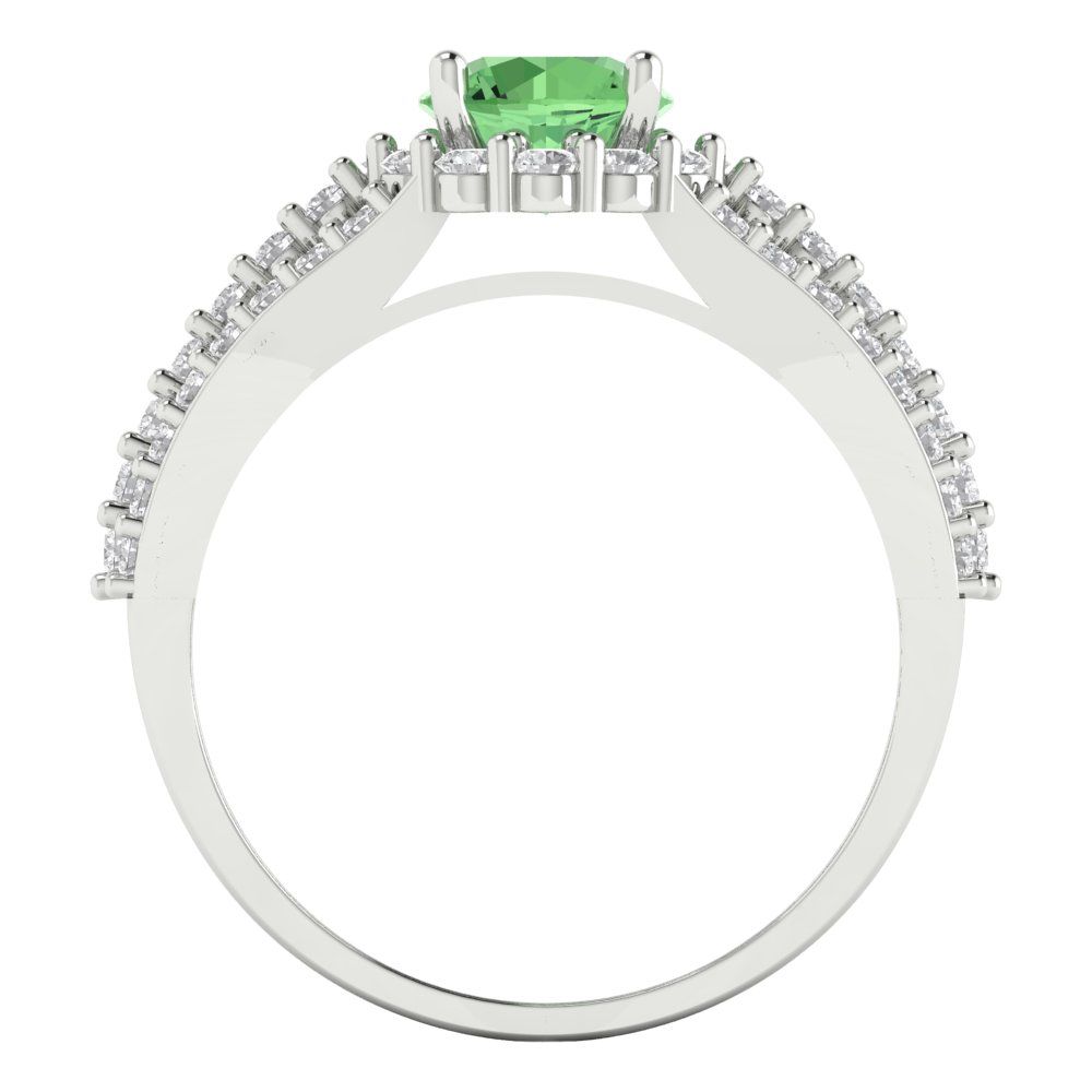 1.83 cttw Zirconia Simulated Green Diamond Hidden Halo Engagement Ring - Solid Gold (VVS1, Round Cut,6.5mm)