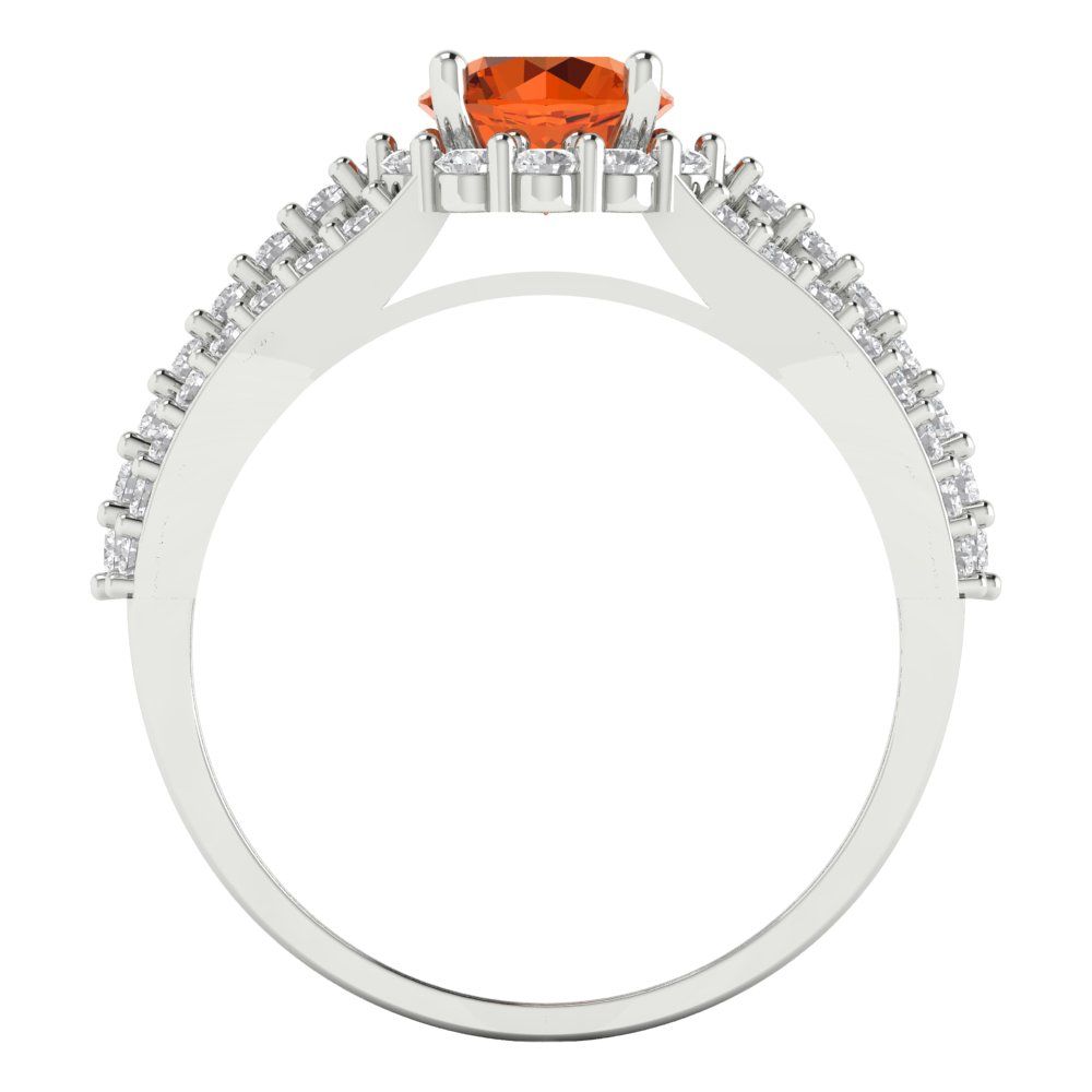 1.83 cttw Simulated Ruby Hidden Halo Engagement Ring - Solid White Gold (VVS1, Round Cut,6.5mm)