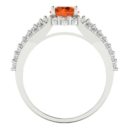 1.83 cttw Simulated Ruby Hidden Halo Engagement Ring - Solid White Gold (VVS1, Round Cut,6.5mm)