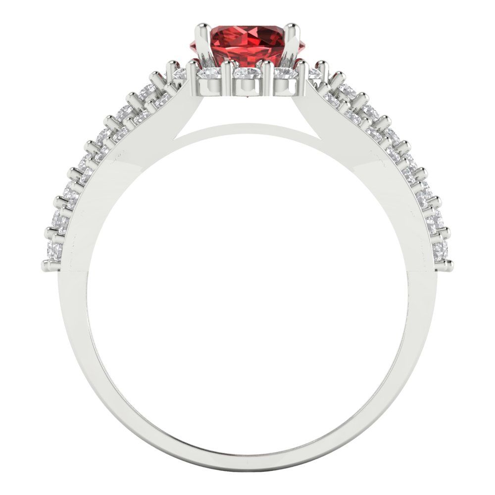 1.83 cttw Natural Garnet Hidden Halo Engagement Ring - Solid Gold (Round Cut,6.5mm)