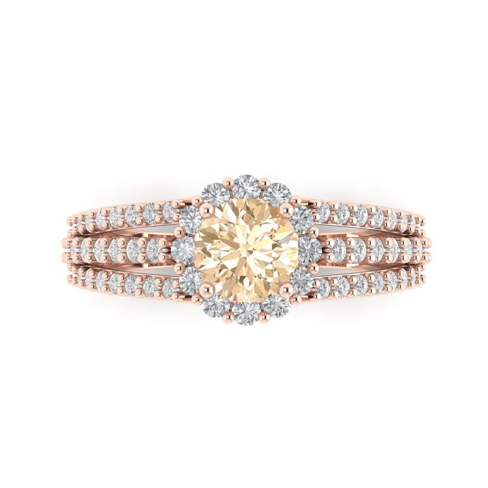 1.83 cttw Natural Morganite Hidden Halo Engagement Ring - Solid Gold (Round Cut,6.5mm)