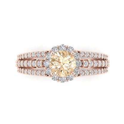 1.83 cttw Natural Morganite Hidden Halo Engagement Ring - Solid Gold (Round Cut,6.5mm)