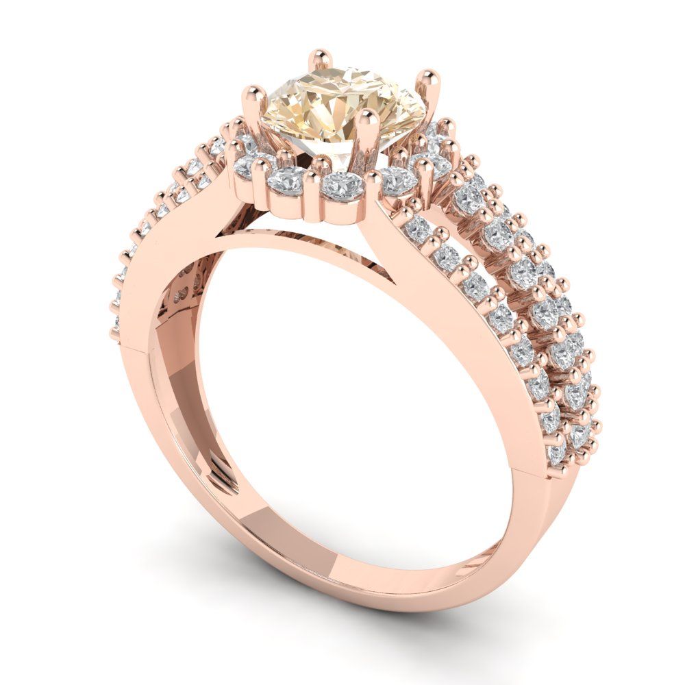 1.83 cttw Natural Morganite Hidden Halo Engagement Ring - Solid Gold (Round Cut,6.5mm)