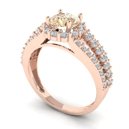 1.83 cttw Natural Morganite Hidden Halo Engagement Ring - Solid Gold (Round Cut,6.5mm)