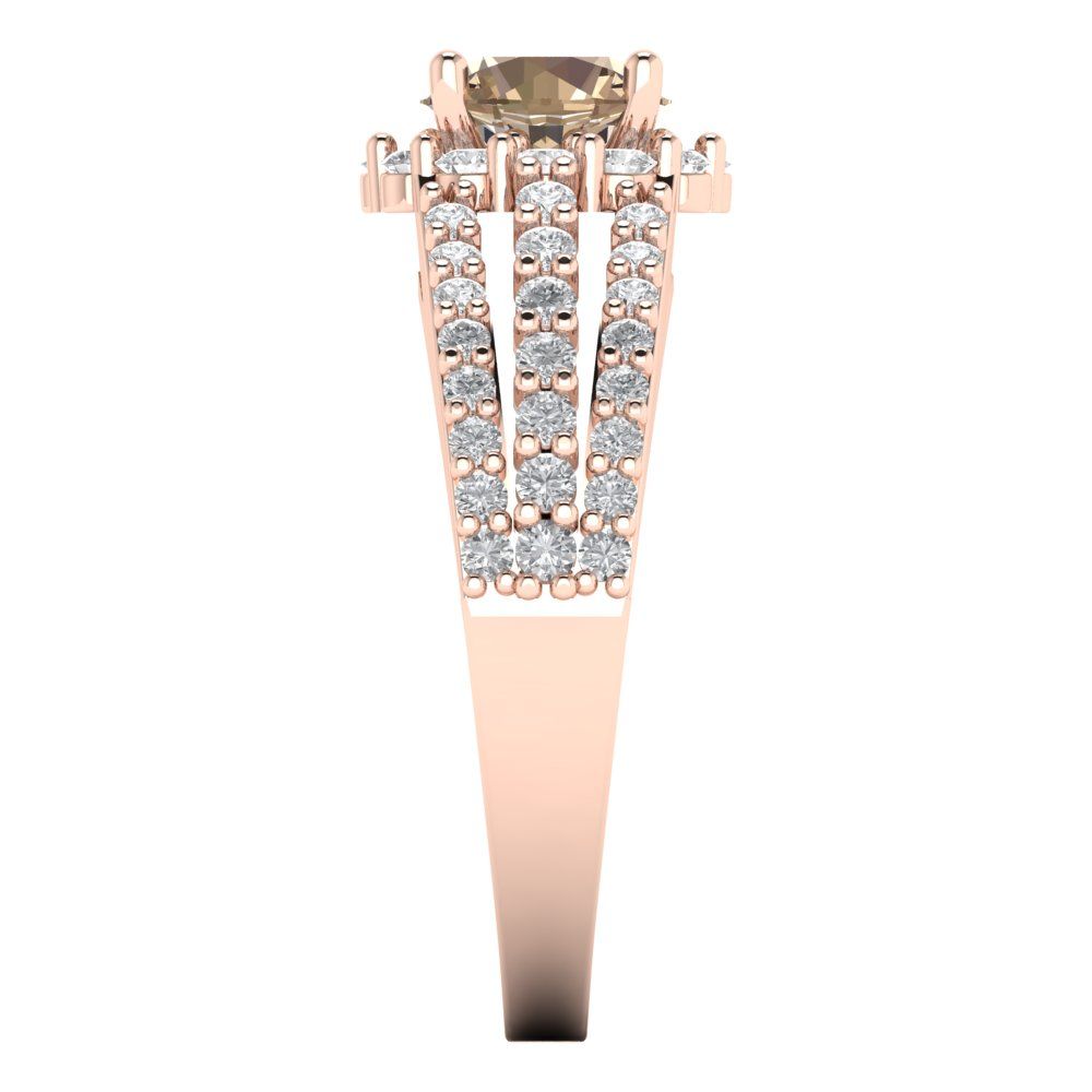 1.83 cttw Yellow Moissanite Hidden Halo Engagement Ring - Solid Gold (Round Cut,6.5mm)