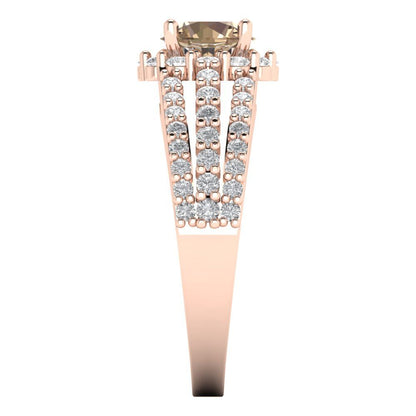 1.83 cttw Yellow Moissanite Hidden Halo Engagement Ring - Solid Gold (Round Cut,6.5mm)