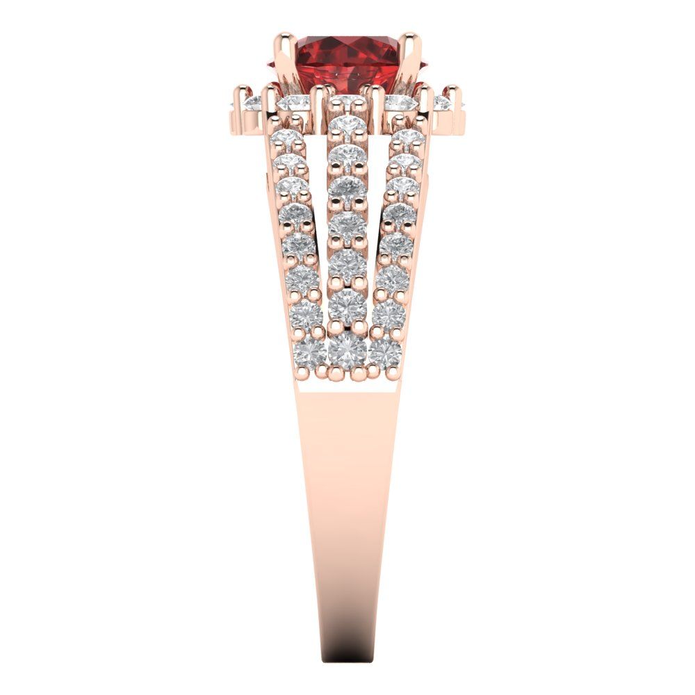 1.83 cttw Natural Garnet Hidden Halo Engagement Ring - Solid Gold (Round Cut,6.5mm)