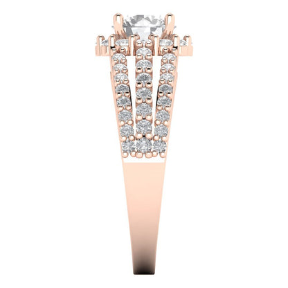 1.83 cttw Certified Moissanite Hidden Halo Engagement Ring - Solid Gold (VVS1, D-F,Round Cut,6.5mm)