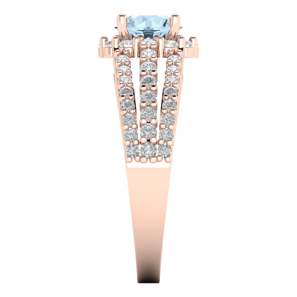 1.83 cttw Natural Sky Blue Topaz Hidden Halo Engagement Ring - Solid Gold (Round Cut,6.5mm)