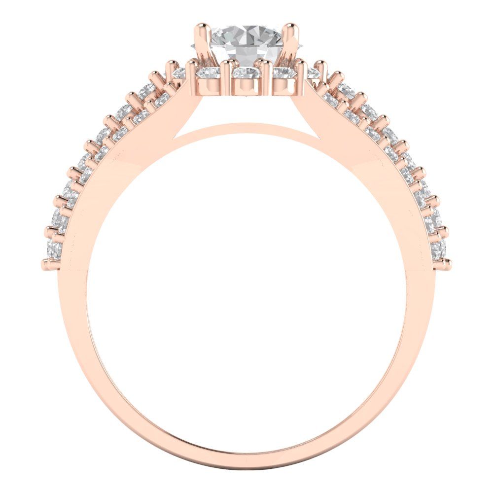 1.83 cttw Certified Moissanite Hidden Halo Engagement Ring - Solid Gold (VVS1, D-F,Round Cut,6.5mm)