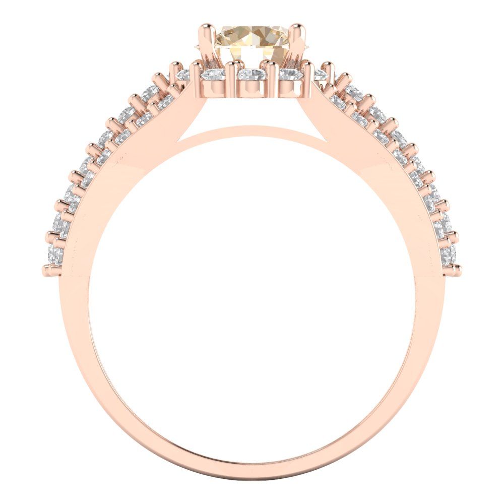 1.83 cttw Natural Morganite Hidden Halo Engagement Ring - Solid Gold (Round Cut,6.5mm)