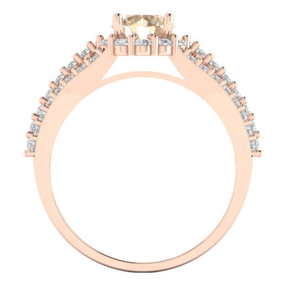 1.83 cttw Natural Morganite Hidden Halo Engagement Ring - Solid Gold (Round Cut,6.5mm)