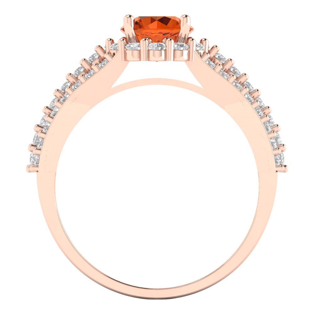 1.83 cttw Simulated Pink Tourmaline Hidden Halo Engagement Ring - Solid Gold (Round Cut,6.5mm)