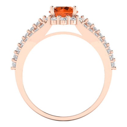 1.83 cttw Simulated Pink Tourmaline Hidden Halo Engagement Ring - Solid Gold (Round Cut,6.5mm)