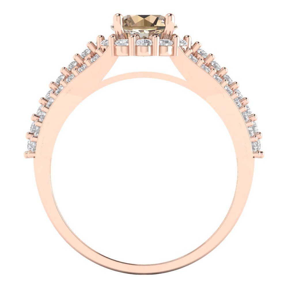 1.83 cttw Yellow Moissanite Hidden Halo Engagement Ring - Solid Gold (Round Cut,6.5mm)