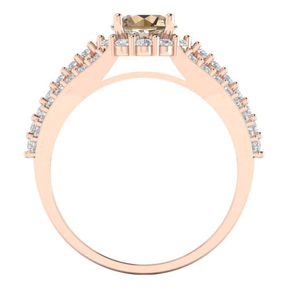 1.83 cttw Yellow Moissanite Hidden Halo Engagement Ring - Solid Gold (Round Cut,6.5mm)