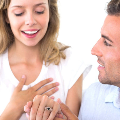 1.83 cttw Natural Onyx Hidden Halo Engagement Ring - Solid Gold (Round Cut,6.5mm)