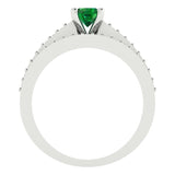 0.85 ct Brilliant Round Cut Simulated Emerald Stone White Gold Solitaire with Accents Bridal Set