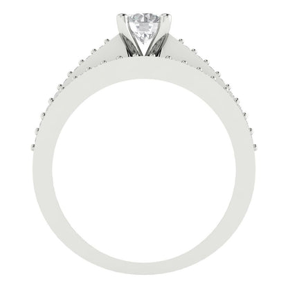 0.86 cttw Round Cut Moissanite Bridal Set - Solid White Gold Engagement Ring & Wedding Band