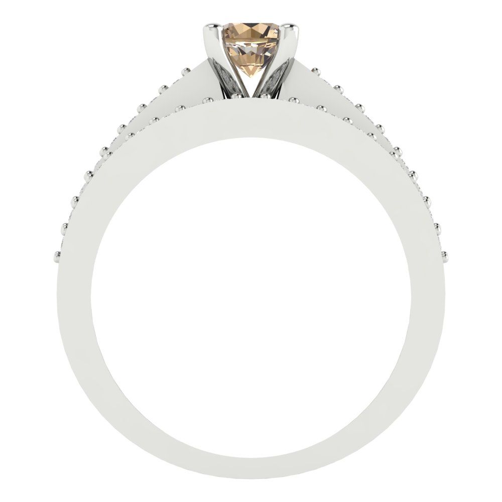 0.86 cttw Round Cut Yellow Moissanite Bridal Set - Solid White Gold Engagement Ring & Wedding Band