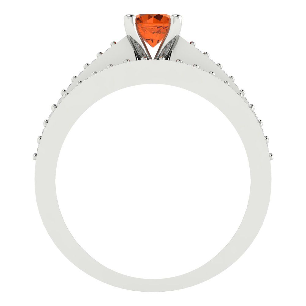 0.86 cttw Round Cut Simulated Ruby Bridal Set - Solid White Gold Engagement Ring & Wedding Band