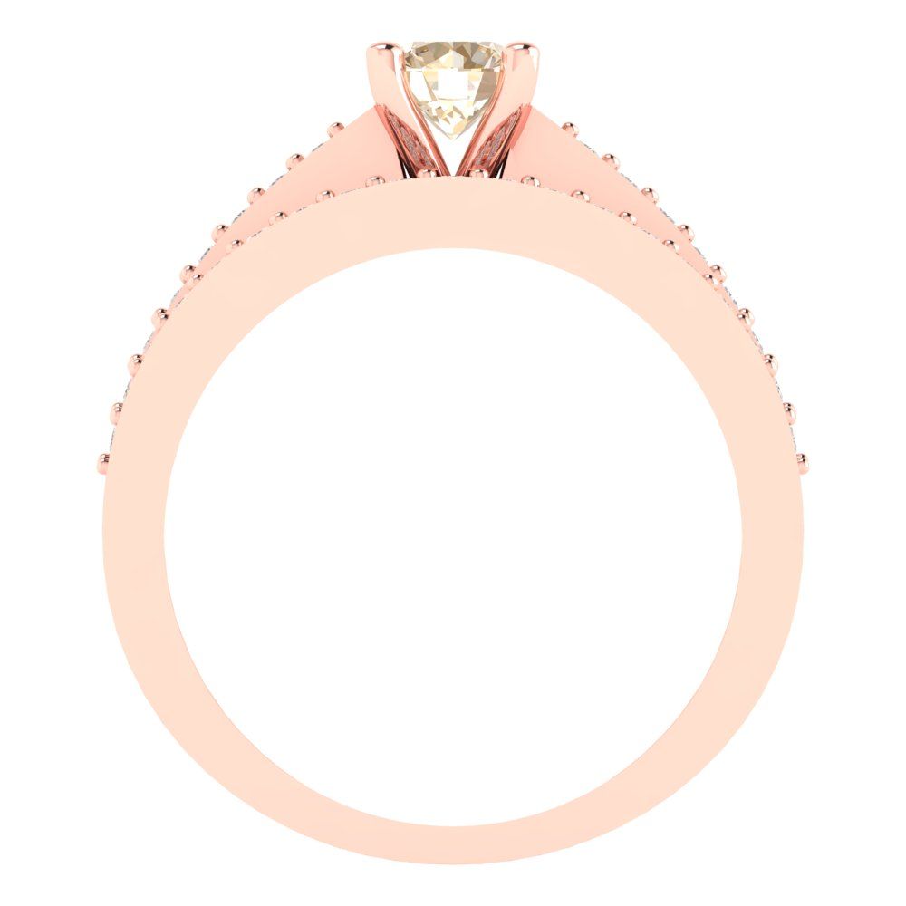 0.86 cttw Round Cut Natural Morganite Bridal Set - Solid Rose Gold Engagement Ring & Wedding Band