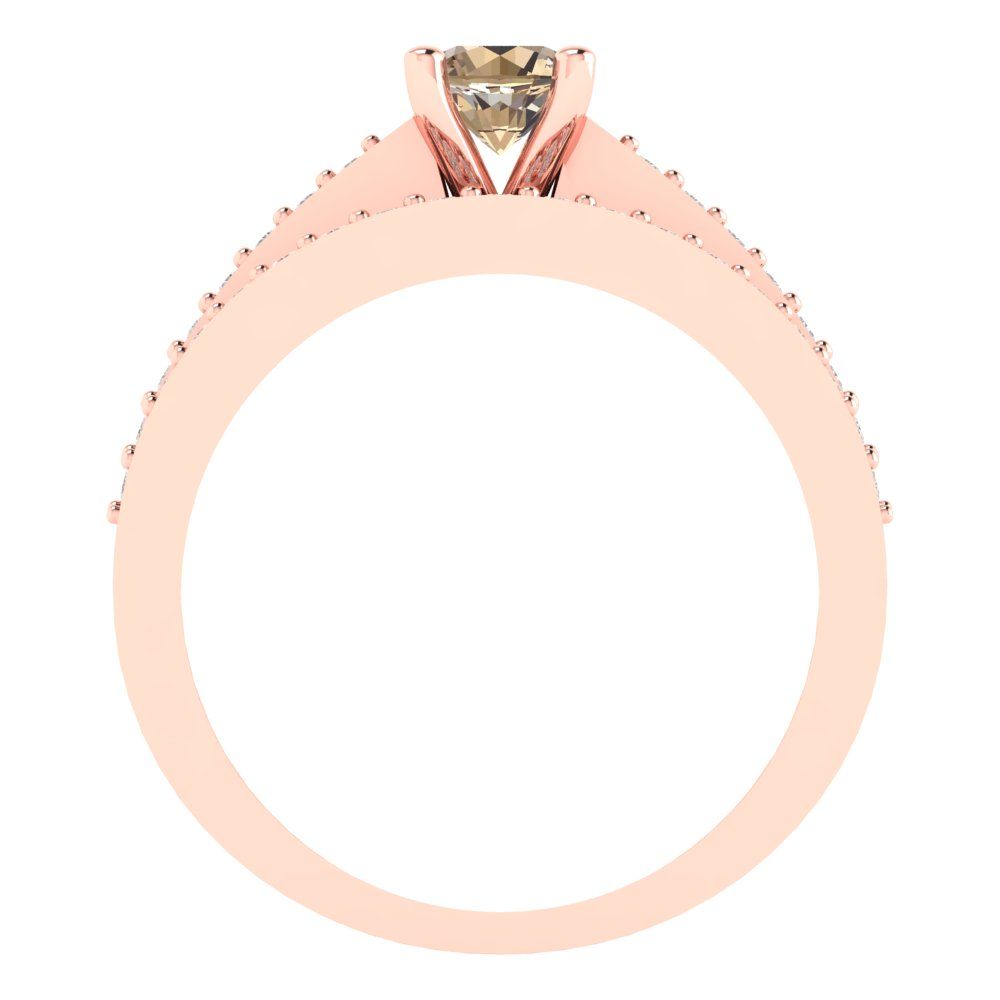 0.86 cttw Round Cut Yellow Moissanite Bridal Set - Solid Rose Gold Engagement Ring & Wedding Band