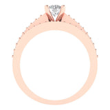 0.85 ct Brilliant Round Cut Natural Diamond Stone Clarity SI1-2 Color G-H Rose Gold Solitaire with Accents Bridal Set