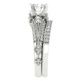 1.99 ct Brilliant Round Cut Natural Diamond Stone Clarity SI1-2 Color G-H White Gold Solitaire with Accents Bridal Set