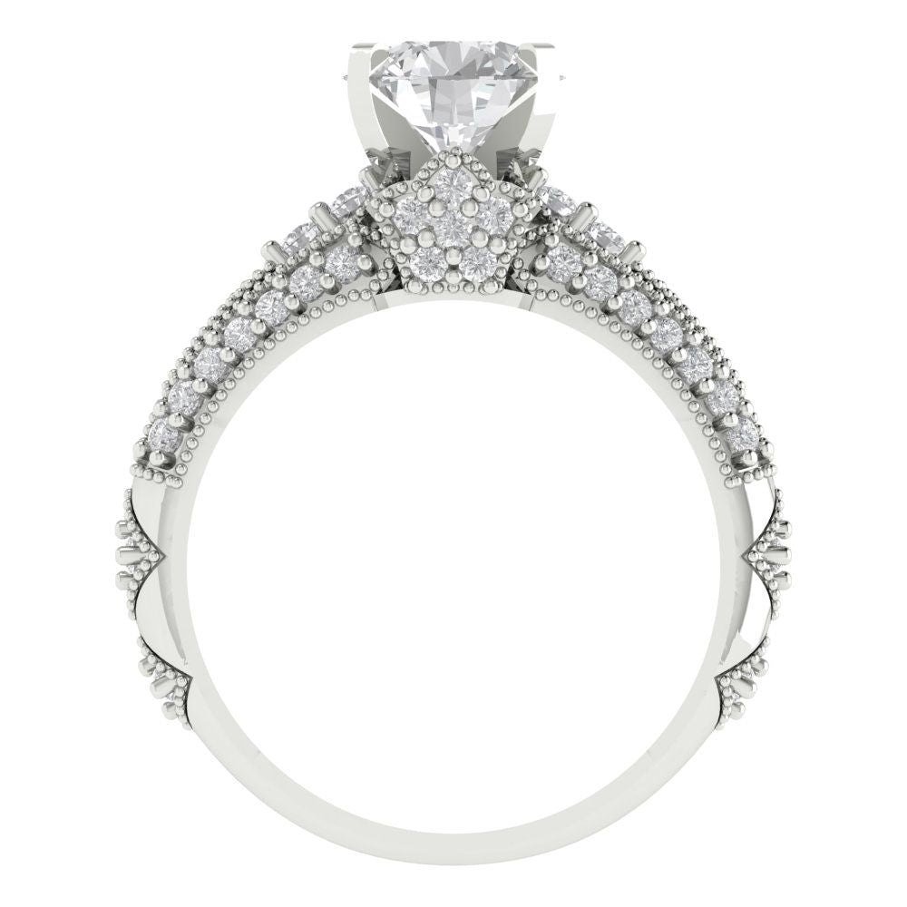 2.095 cttw Round Cut Moissanite Bridal Set - Solid White Gold Engagement Ring & Wedding Band
