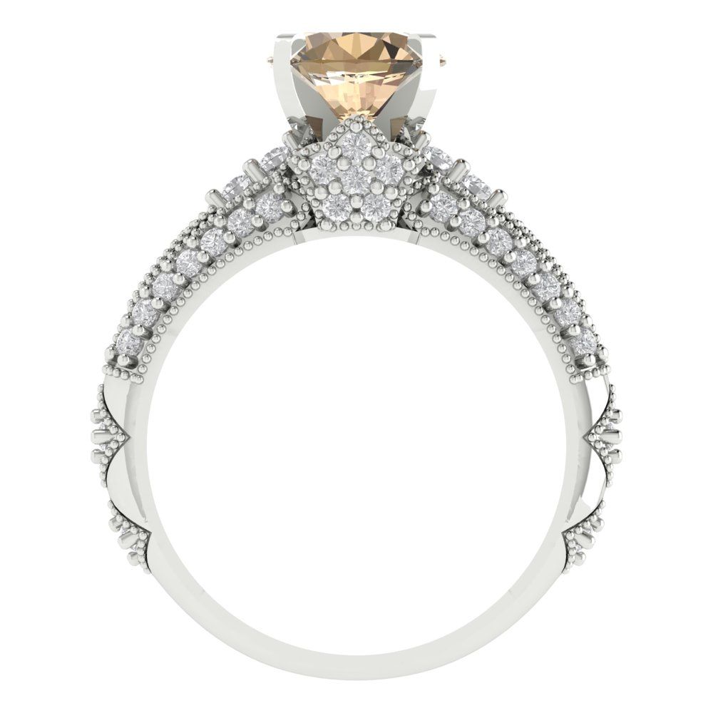 2.095 cttw Round Cut Yellow Moissanite Bridal Set - Solid White Gold Engagement Ring & Wedding Band