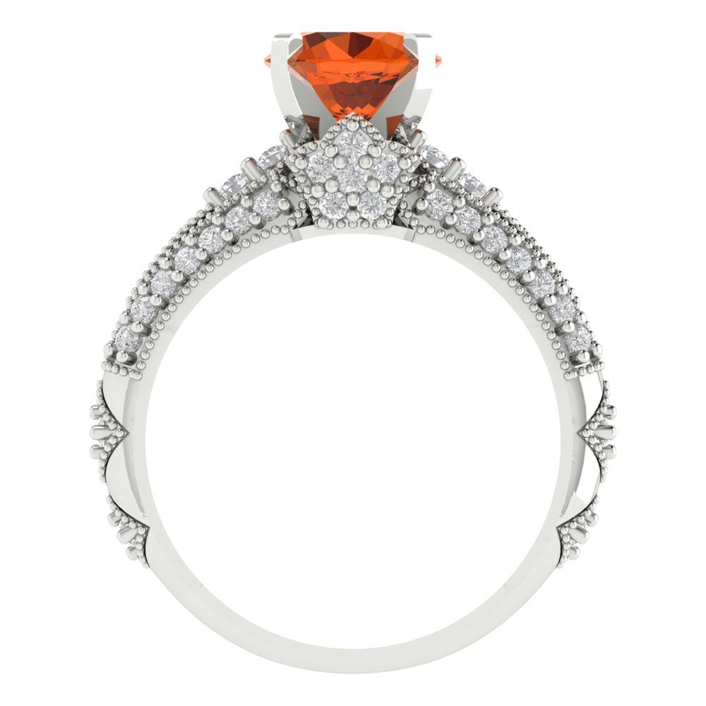 2.095 cttw Round Cut Simulated Ruby Bridal Set - Solid White Gold Engagement Ring & Wedding Band