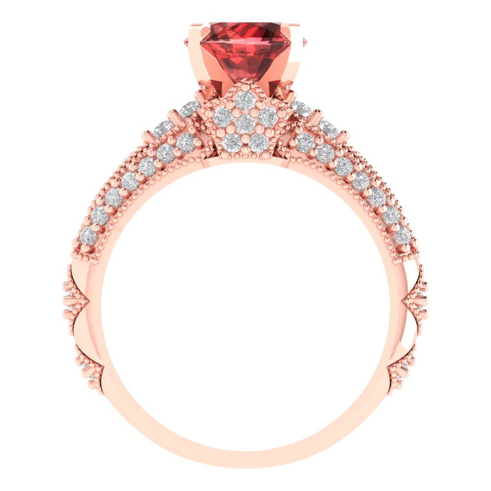 2.095 cttw Round Cut Natural Garnet Bridal Set - Solid Rose Gold Engagement Ring & Wedding Band