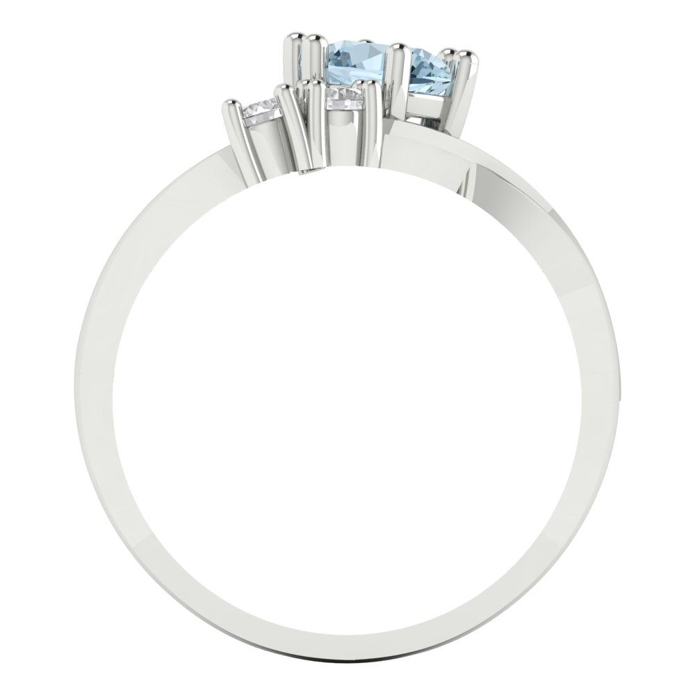 0.87 cttw Natural Swiss Blue Topaz Three-Stone Engagement Ring - Solid White Gold (VVS1, Round Cut,6.0mm)