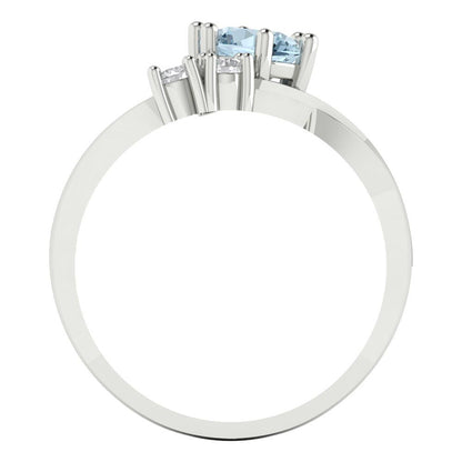 0.87 cttw Natural Swiss Blue Topaz Three-Stone Engagement Ring - Solid White Gold (VVS1, Round Cut,6.0mm)