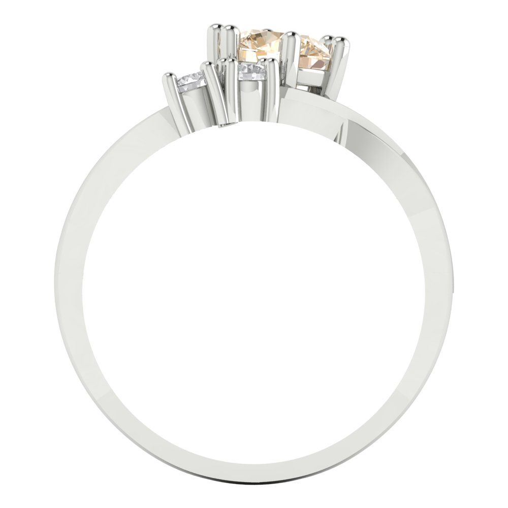 0.87 cttw Natural Morganite Three-Stone Engagement Ring - Solid White Gold (VVS1, Round Cut,6.0mm)