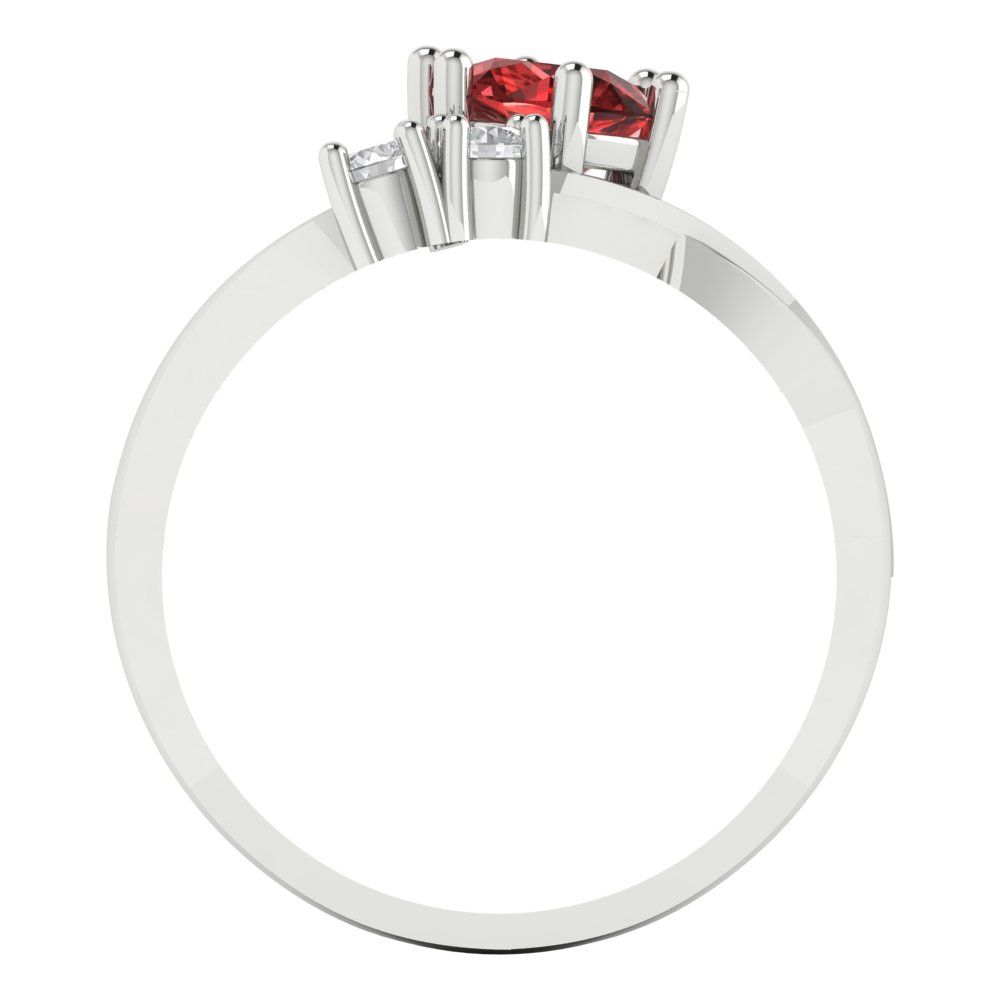 0.87 cttw Natural Garnet Three-Stone Engagement Ring - Solid White Gold (VVS1, Round Cut,6.0mm)
