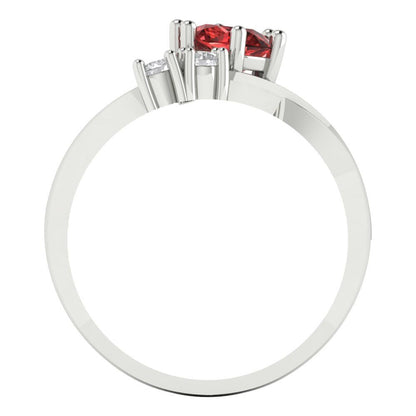 0.87 cttw Natural Garnet Three-Stone Engagement Ring - Solid White Gold (VVS1, Round Cut,6.0mm)