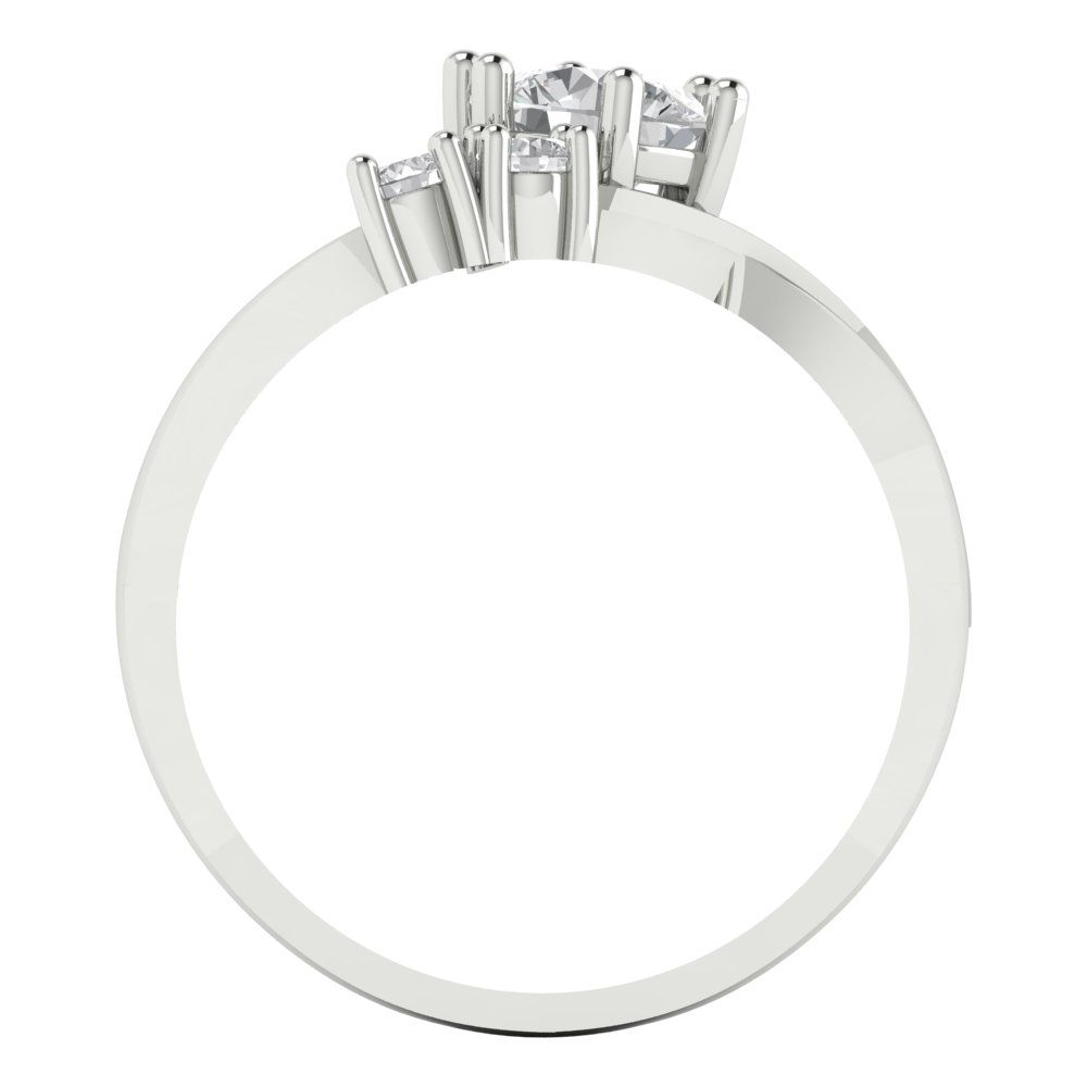 0.87 cttw White Sapphire Three-Stone Engagement Ring - Solid Gold (Round Cut,6.0mm)