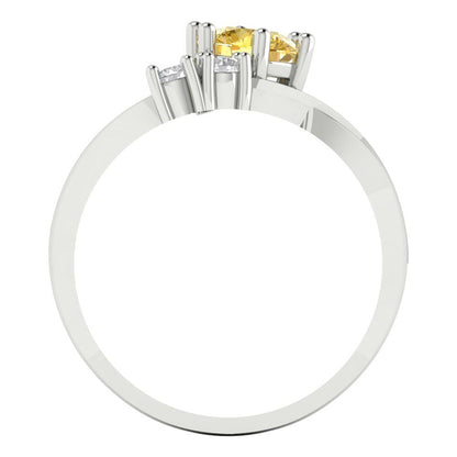 0.87 cttw Natural Citrine Three-Stone Engagement Ring - Solid White Gold (VVS1, Round Cut,6.0mm)