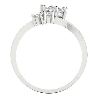 0.87 cttw Moissanite Three-Stone Engagement Ring - Solid White Gold (VVS1, Round Cut,6.0mm)